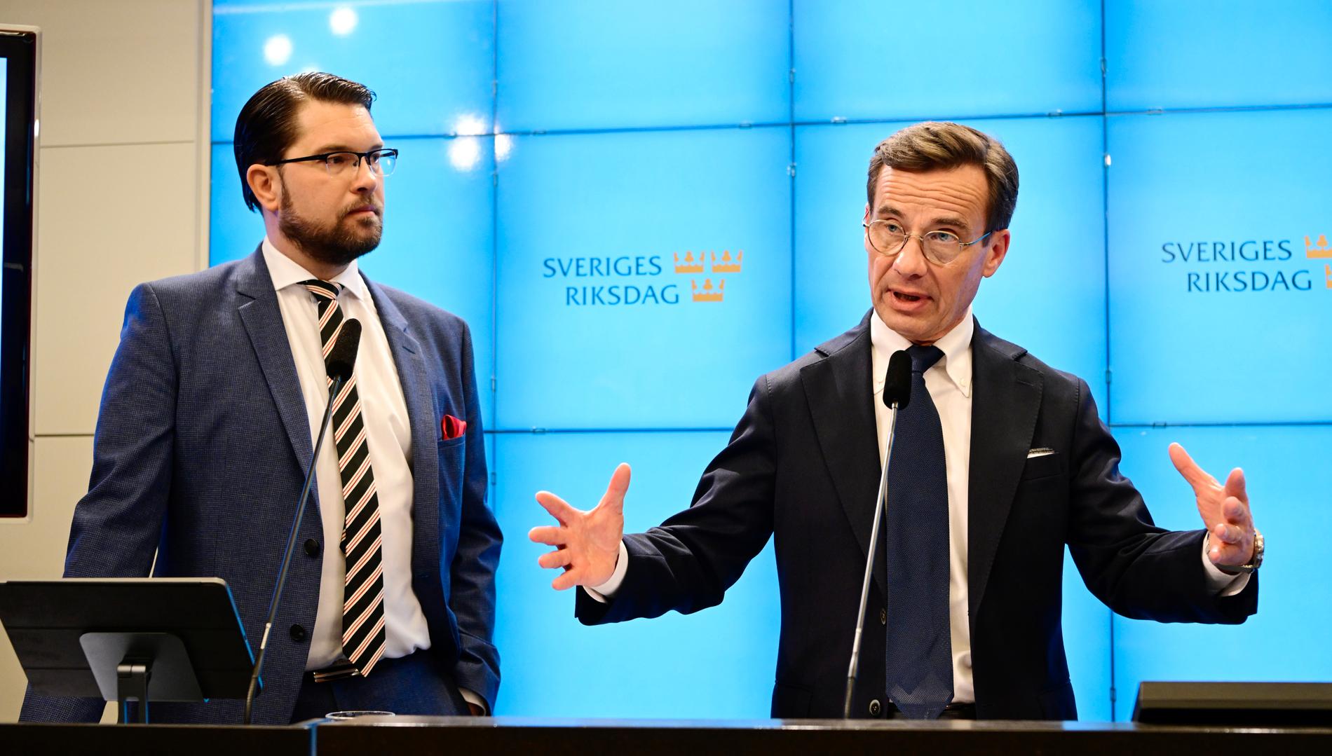 SD-ledaren Jimmie Åkesson och statsminister Ulf Kristersson (M).