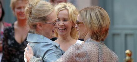 Meryl Streep fick en kram av Agnetha Fältskog och Annifrid Reuss.