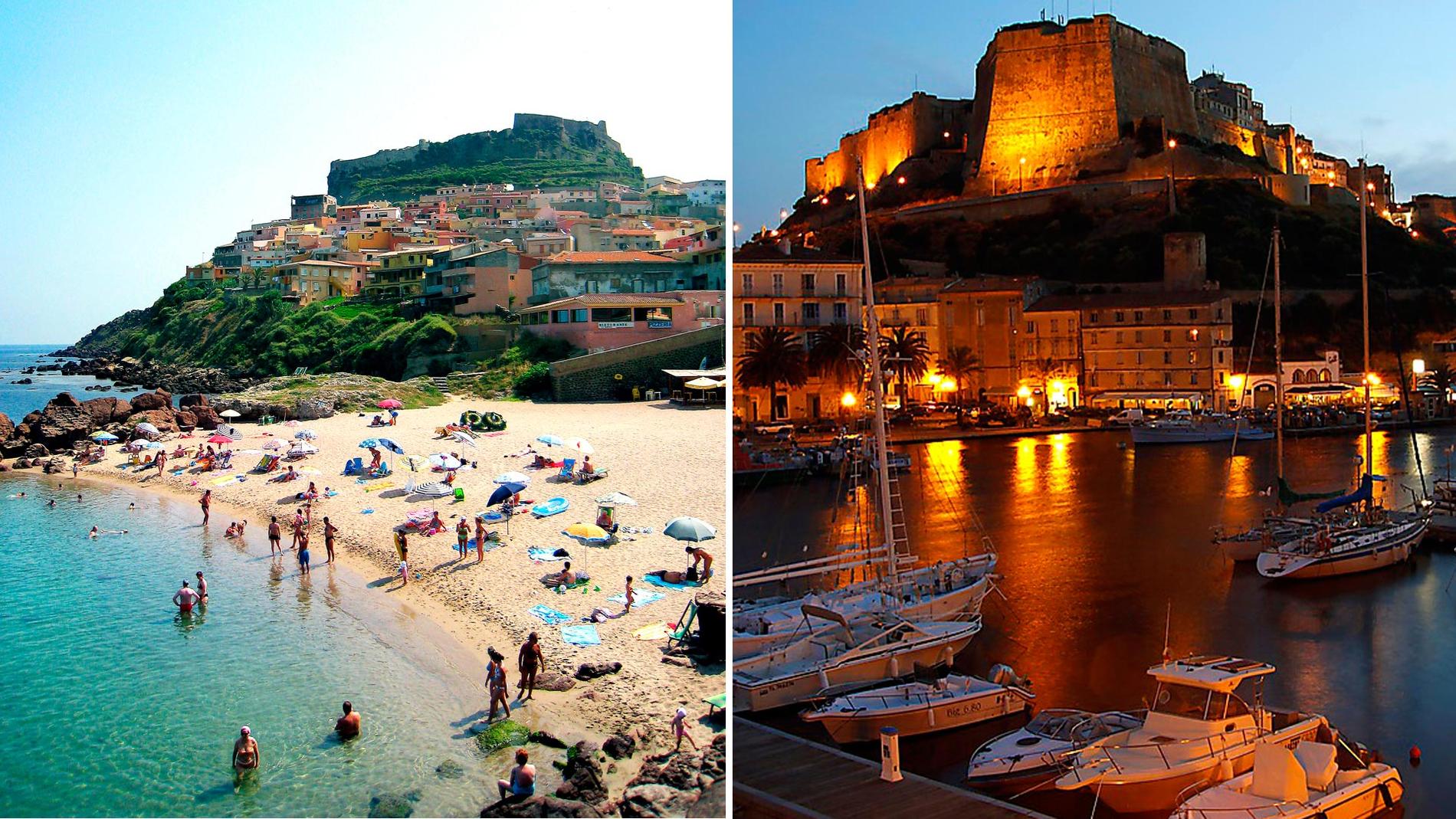 Strandliv på Castelsardo på Sardinien och Bonifacios hamn på Korsika.