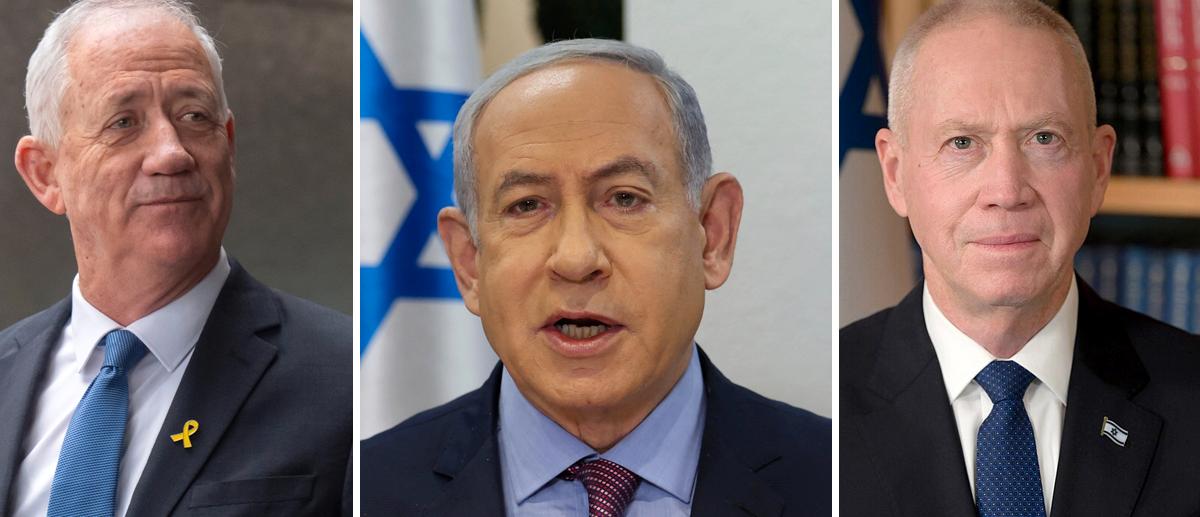 Israeliska krigskabinettet leds av biträdande premiärminister Benny Gantz, premiärminister Benjamin Netanyahu och försvarsminister Yoav Gallant.