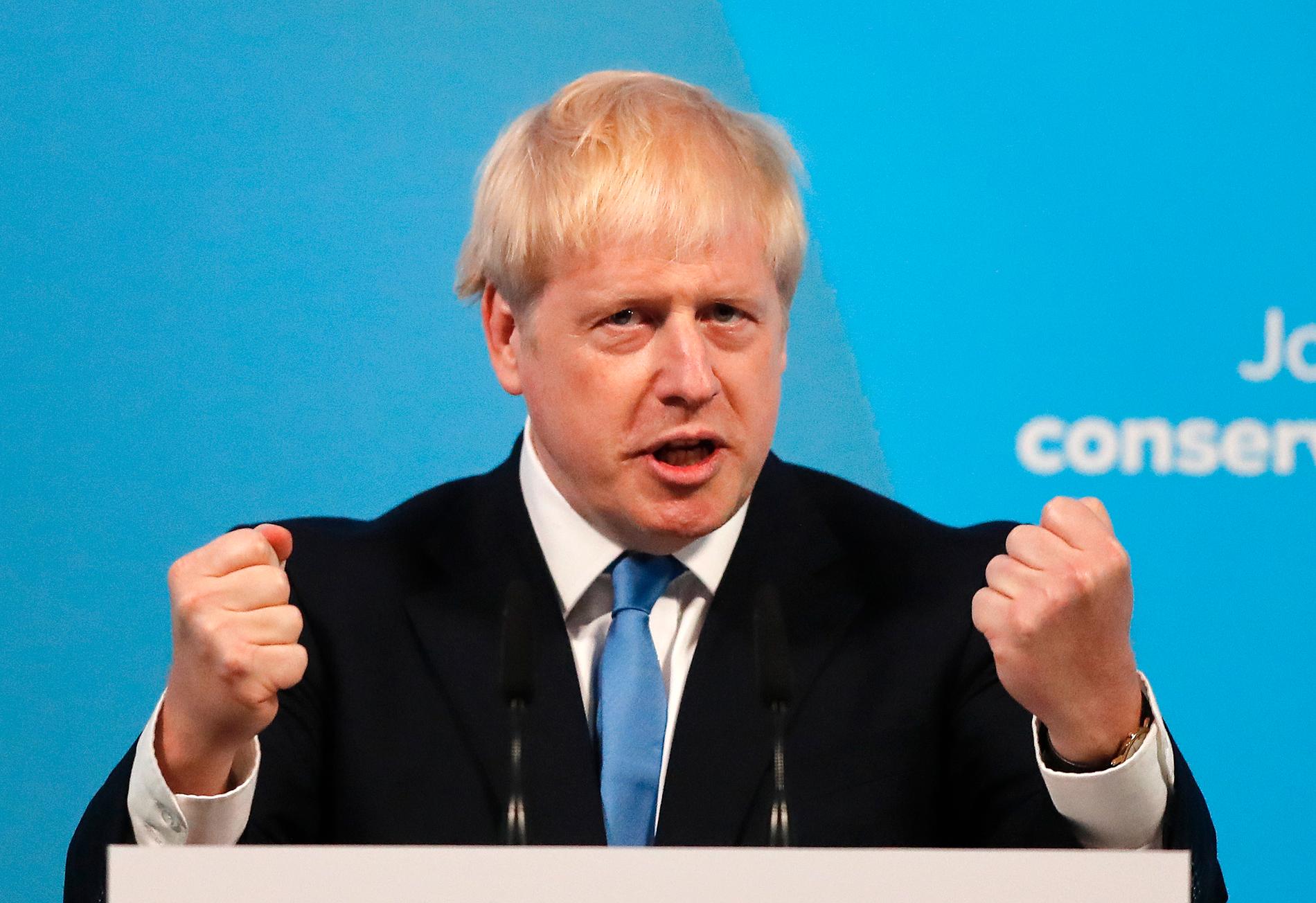 Boris Johnson under sitt tal efter att ha vunnit striden om att bli Tories nya ledare och Storbritanniens näste premiärminister.