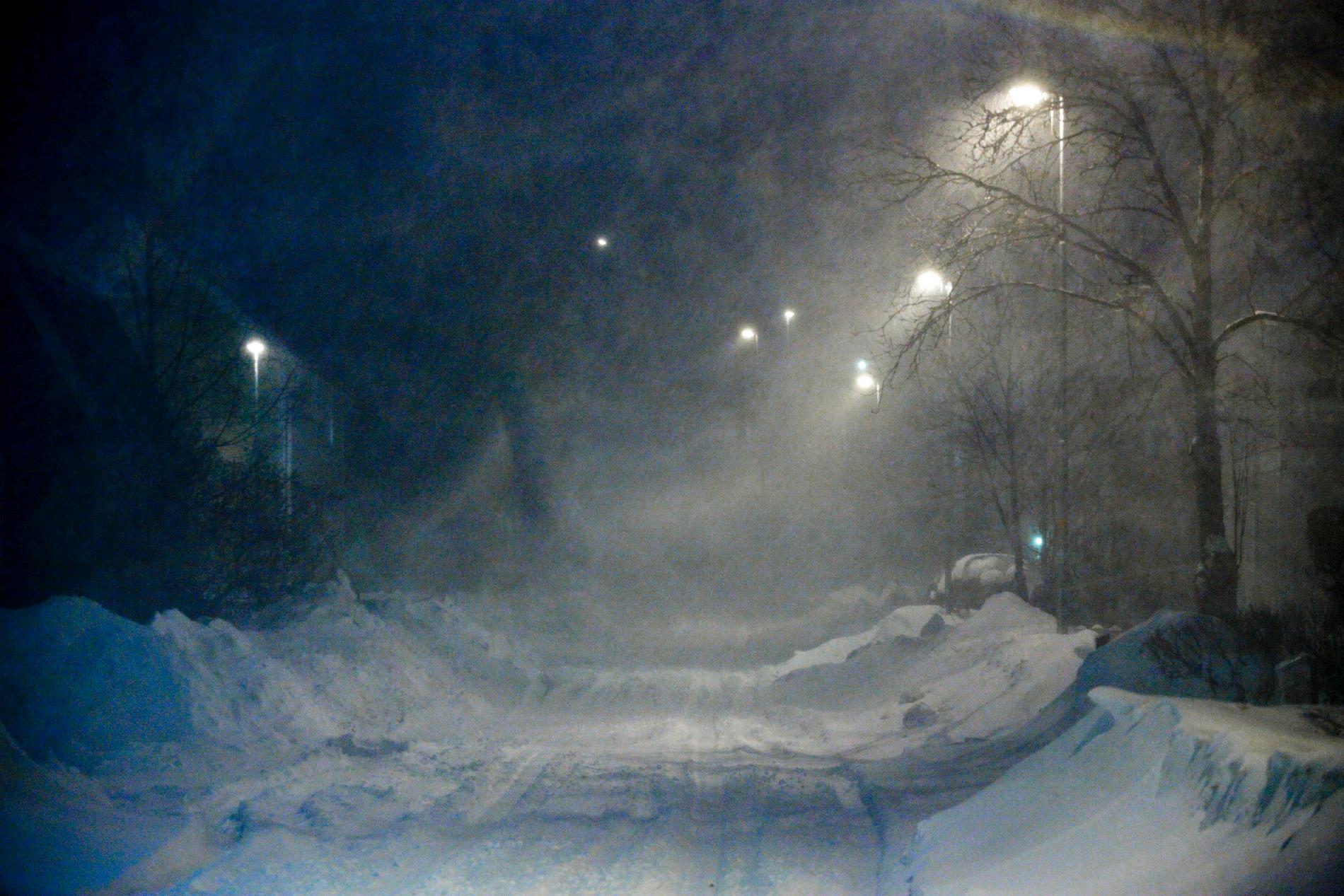 Snöoväder utanför Umeå.