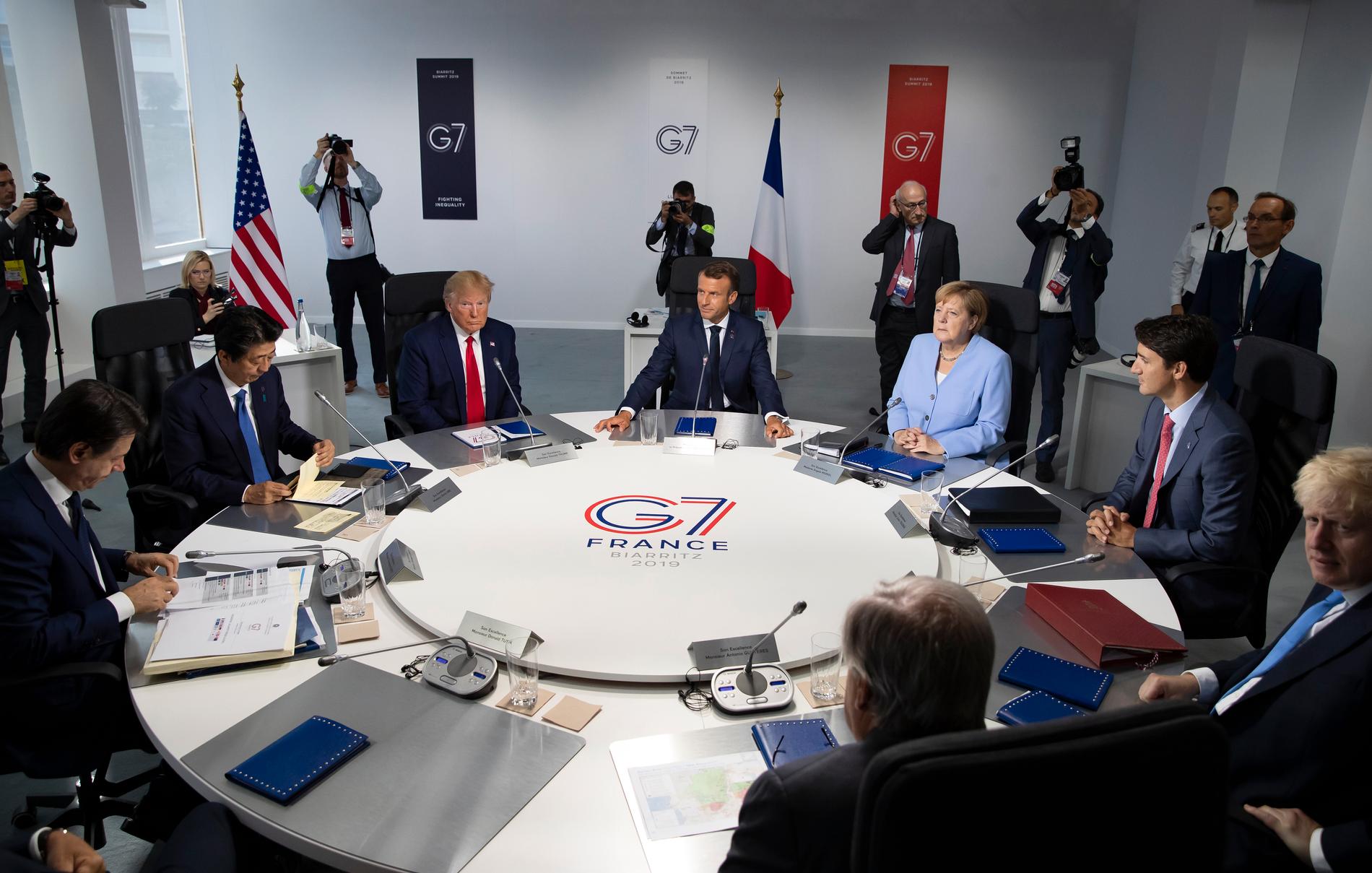 G7-ledarna vid mötet i franska Biarritz i augusti 2019.