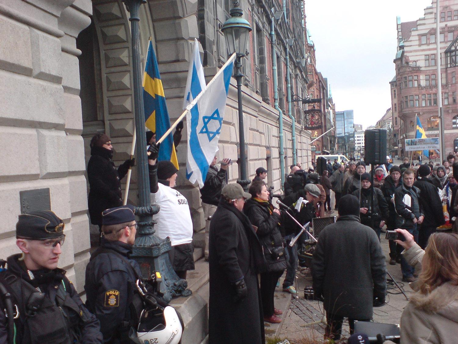Demonstration till stöd för Israel i Malmö i februari 2009. 