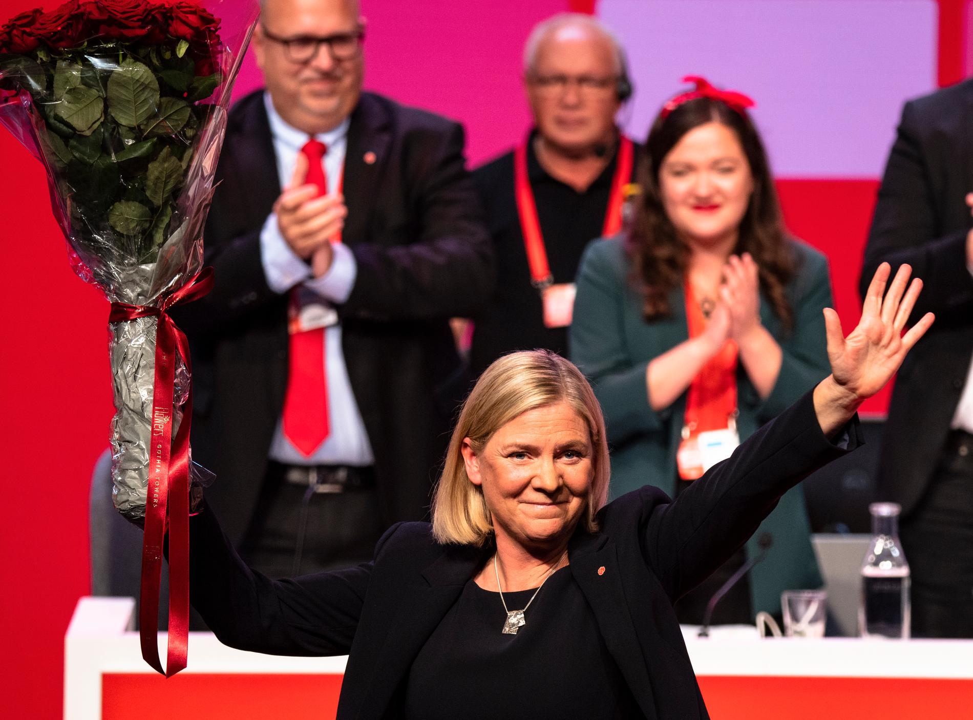 Magdalena Andersson väljs till ny partiledare på Socialdemokraternas kongress i Göteborg.