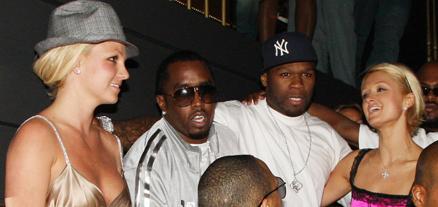 50 Cent på fest med P Diddy, Britney och Paris Hilton.