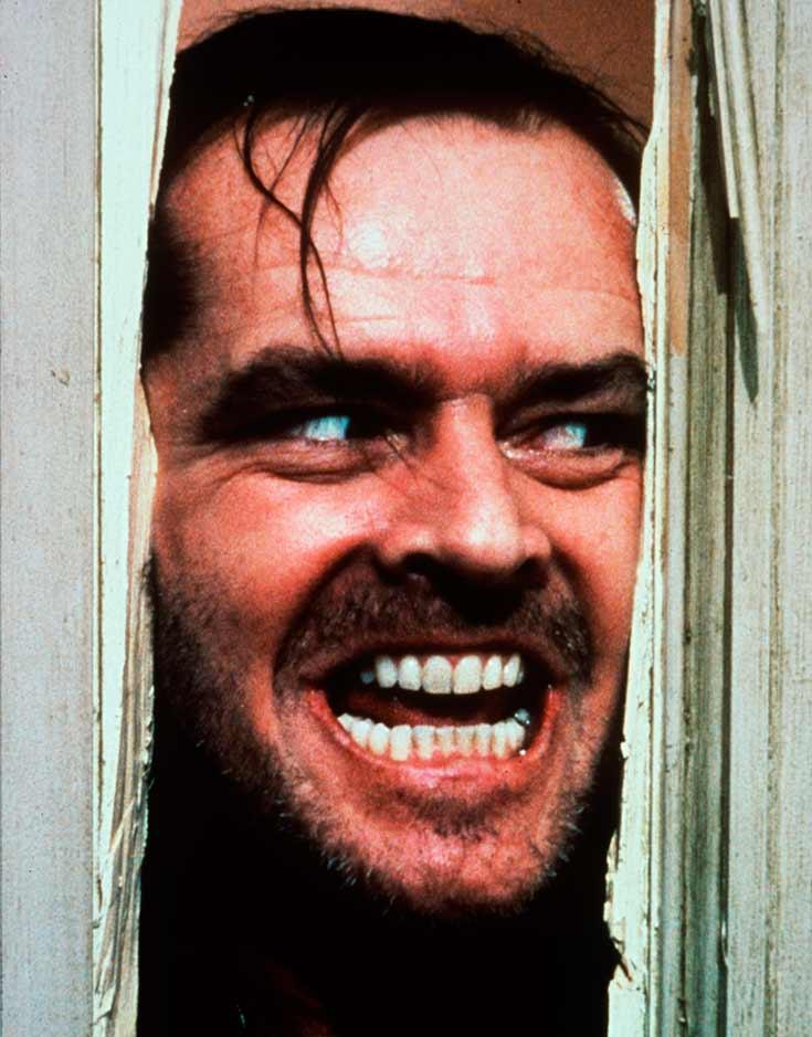 En av Jack Nicholson mer kända rollfigurer, Jack Torrance, i ”The Shining” baserad på Stephen Kings roman med samma namn.