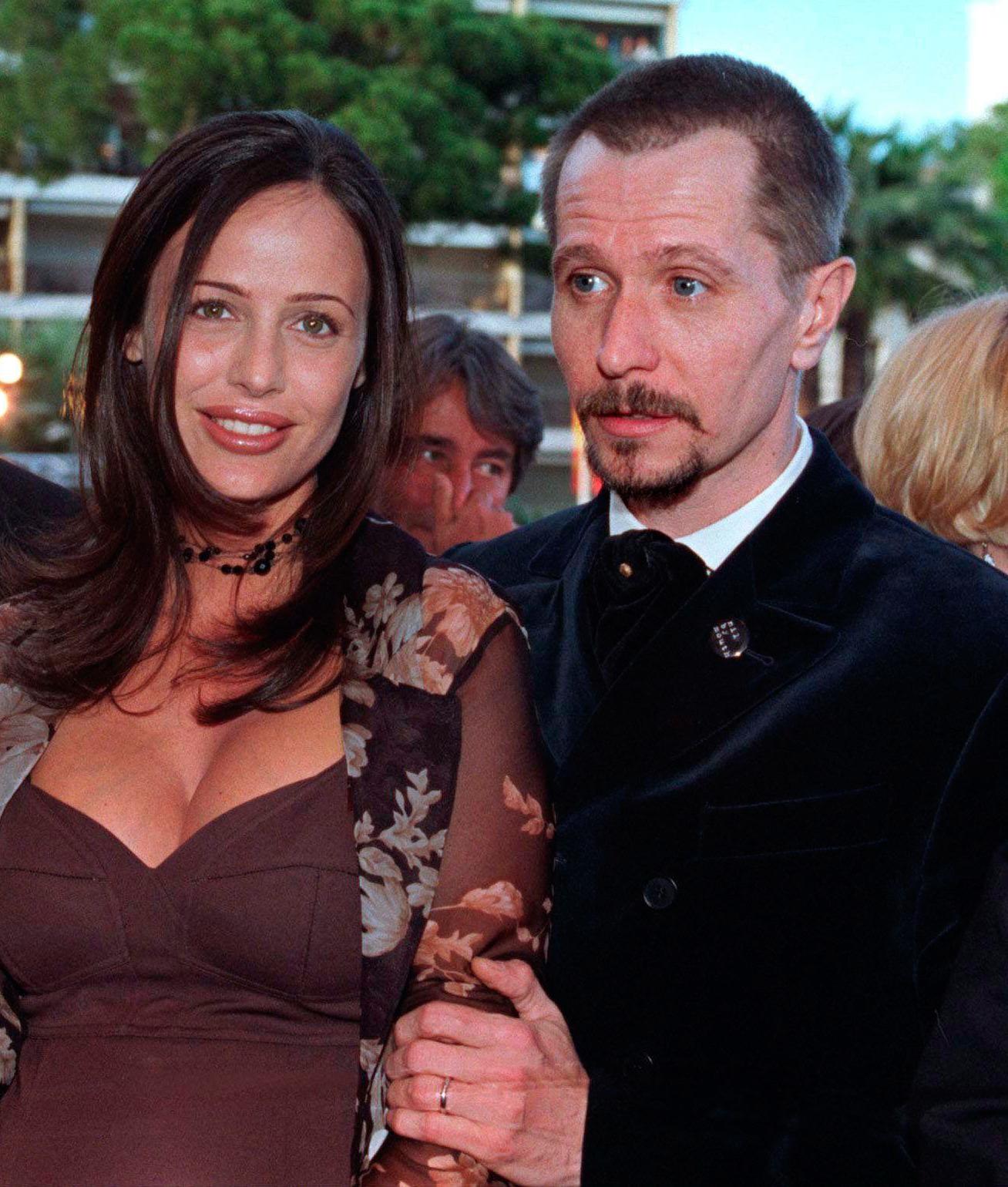 Donya Fiorentino och Gary Oldman under filmfestivalen i Cannes 1997.