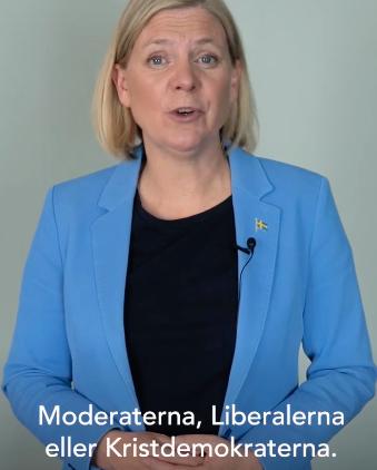 Magdalena Andersson vänder sig till borgerliga väljare i valfilmen. 