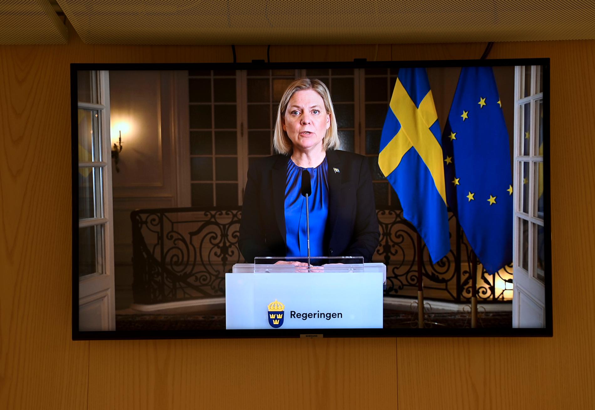 Statsminister Magdalena Andersson (S) talade  till svenska folket på tisdagskvällen.