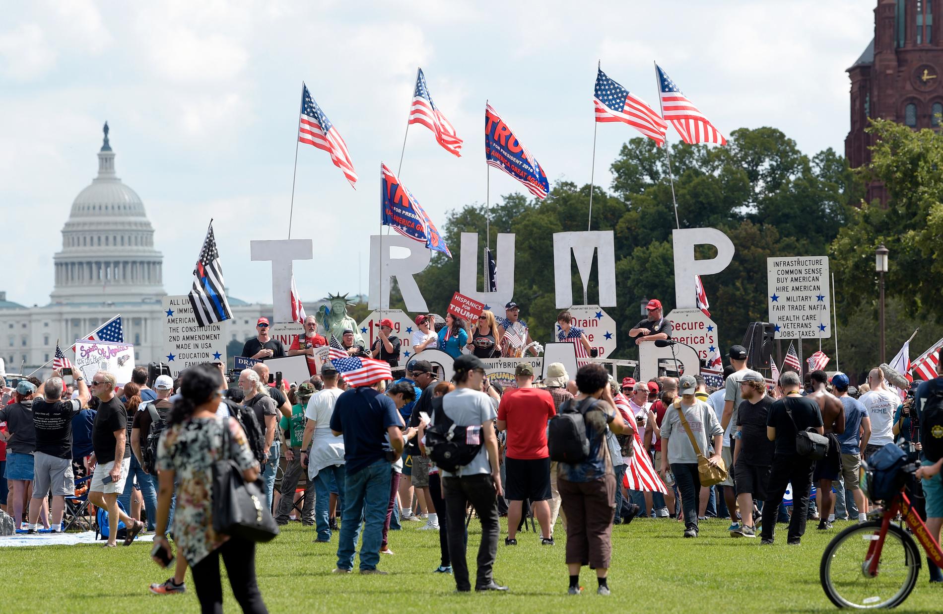 En demonstration för president Donald Trump i USA:s huvudstad Washington DC.