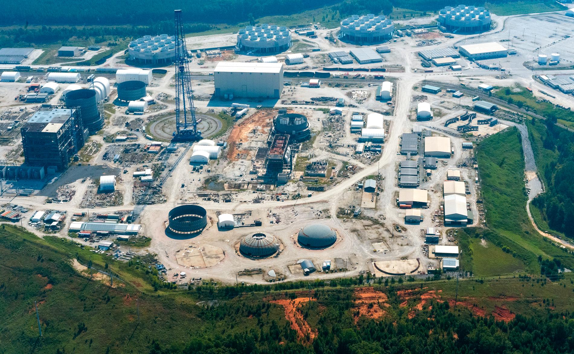 Flygfoto över kärnkraftverket VC Summer från den 16  december  2018. 