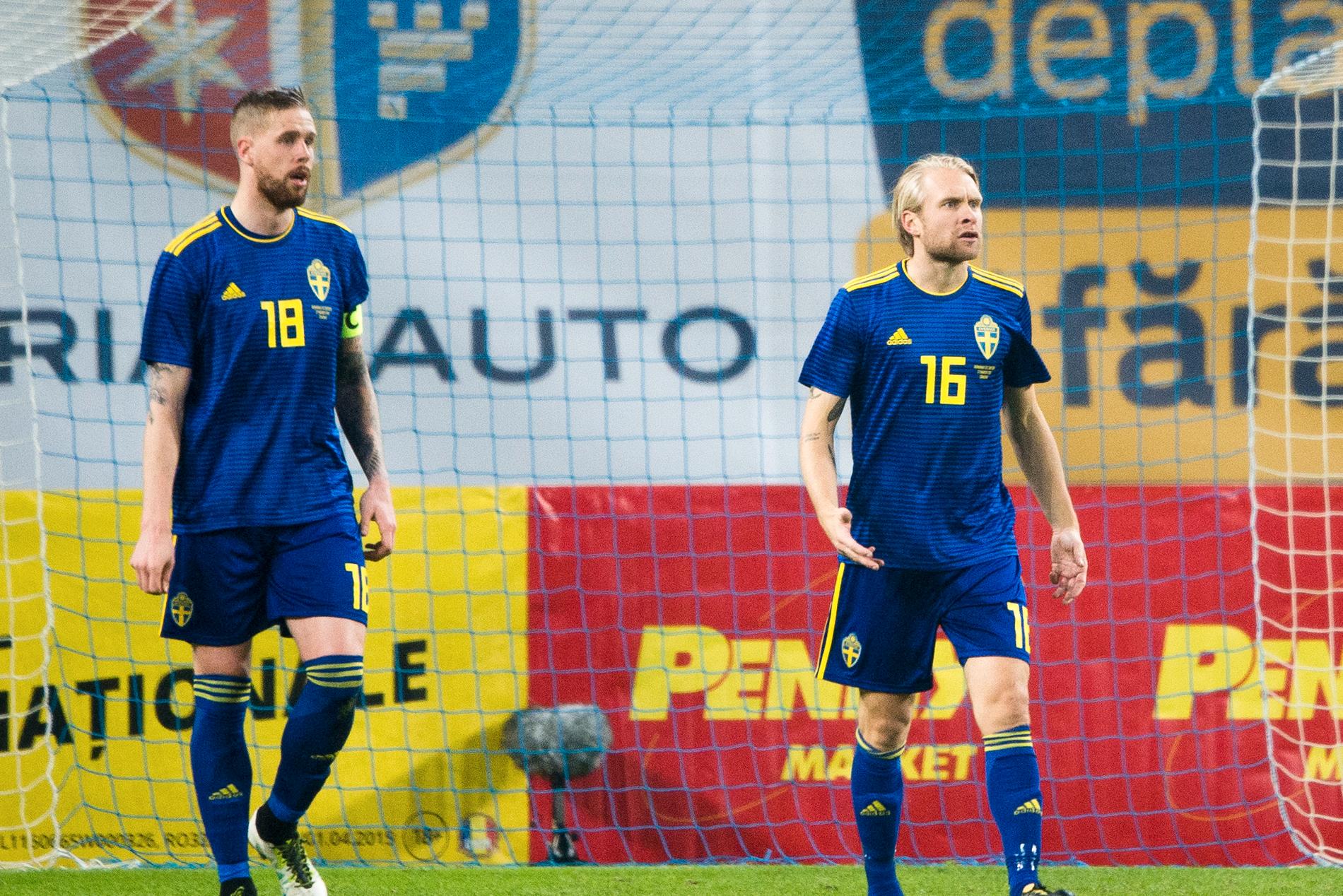 Pontus Jansson och Johan Larsson i landslaget 2018.