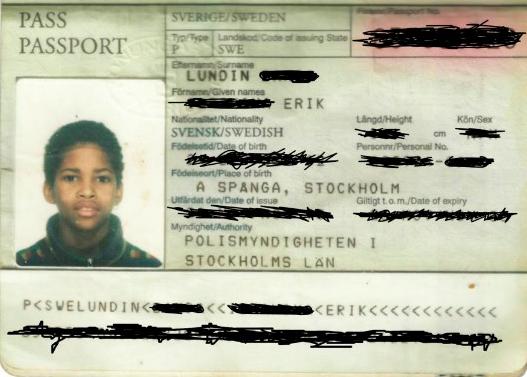 Omslaget till ”Suedi” – Erik Lundins svenska pass.