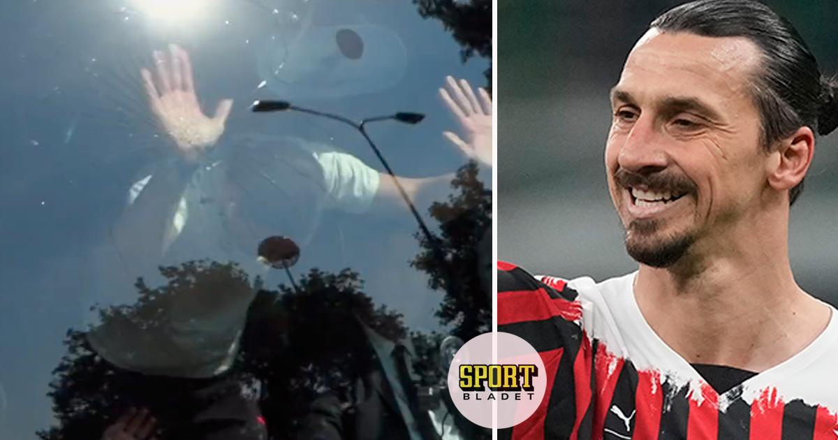Zlatan Ibrahimovic slog sönder rutan på Milans spelarbuss
