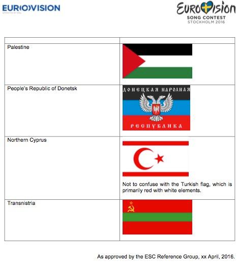 Listan över ”förbjudna flaggor” i Eurovision har väckt ilska