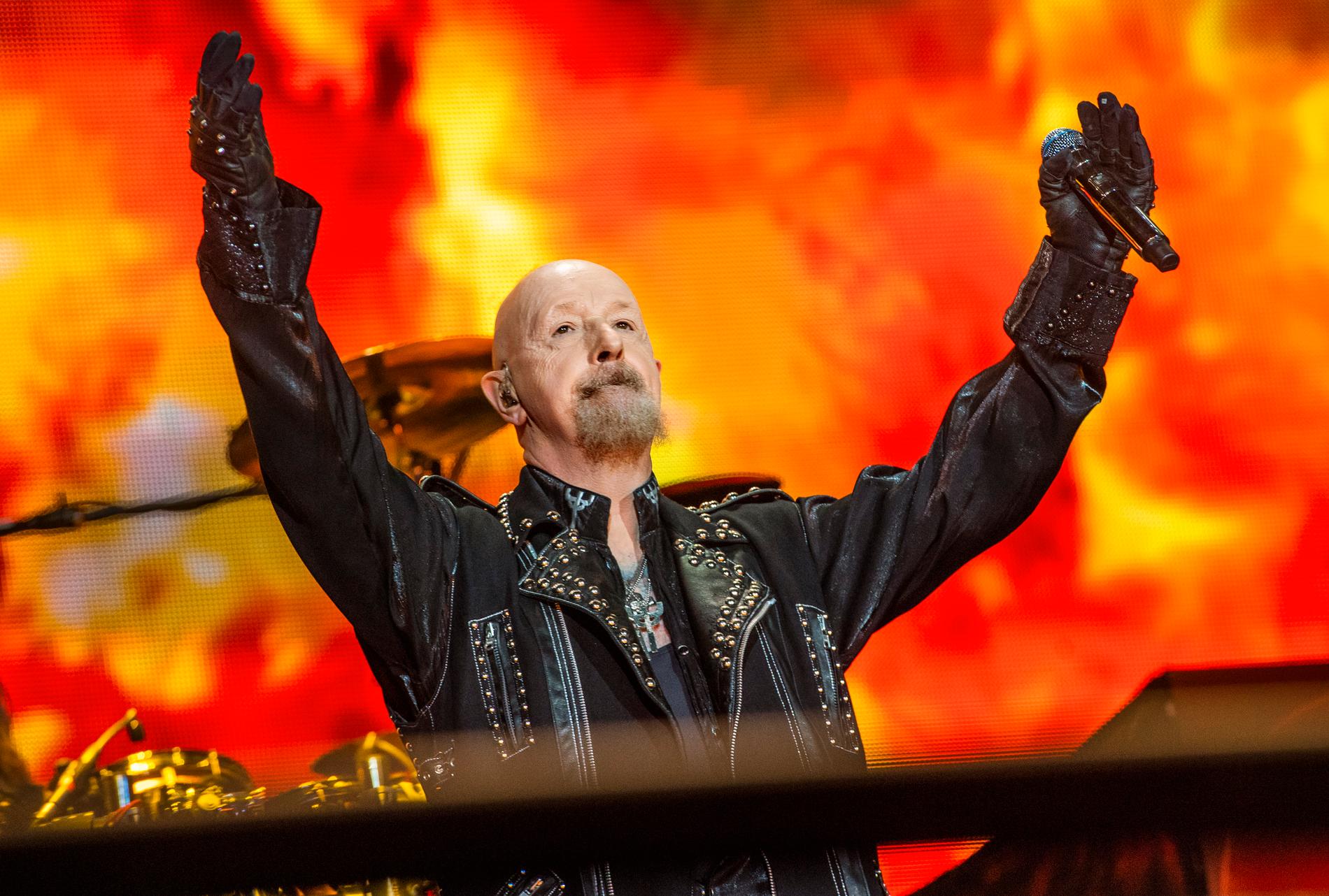 Brittiska heavy metal-bandet Judas Priest under Sweden Rock Festival i Norje utanför Sölvesborg 2018.
