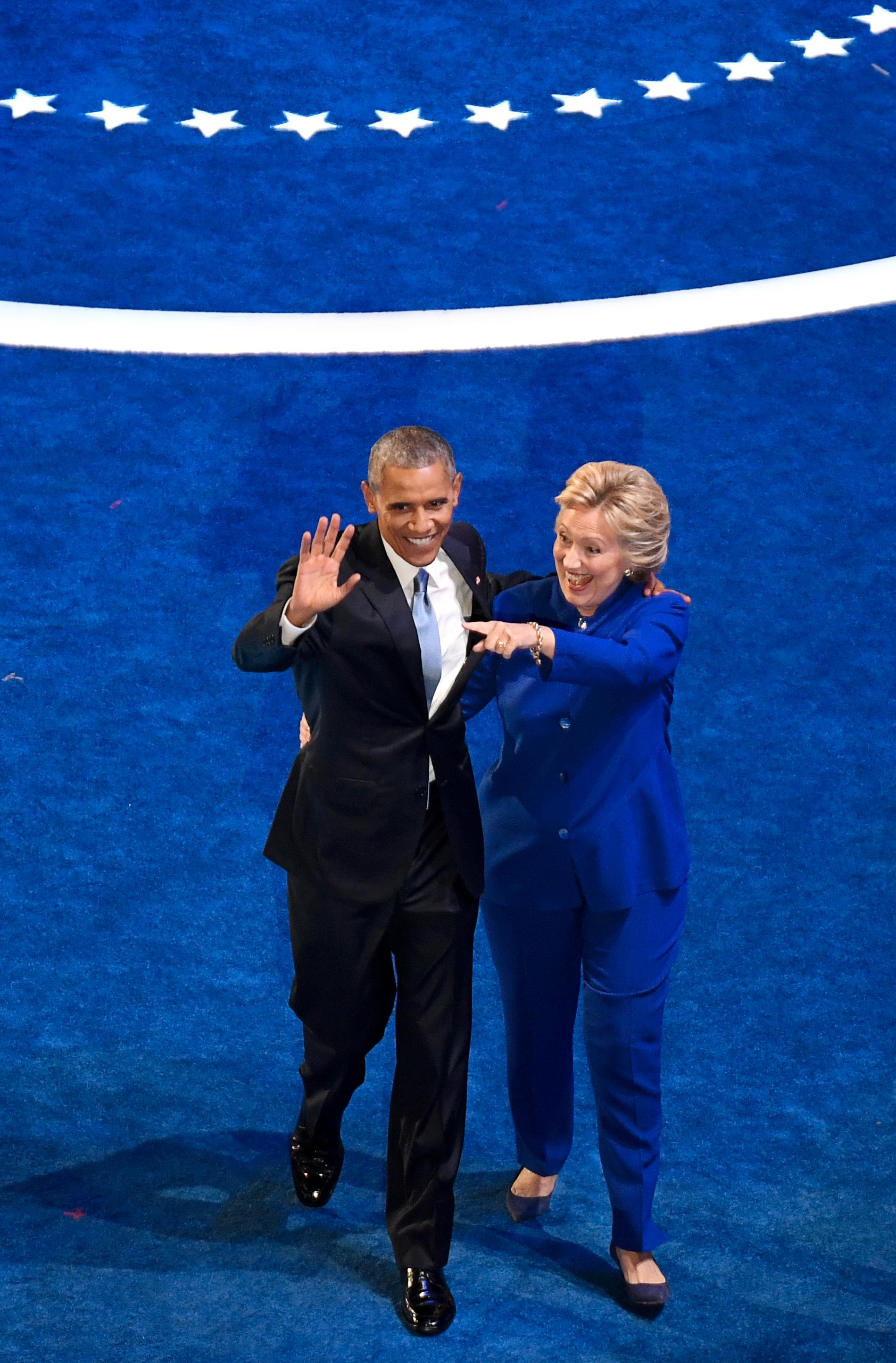 Barack Obama och Hillary Clinton på Demokraternas konvent.
