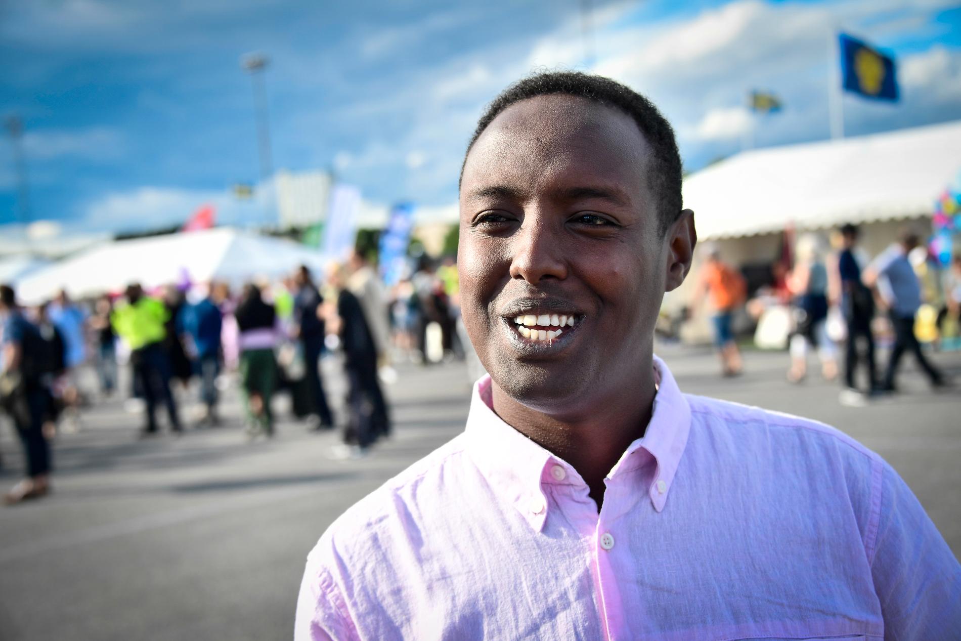 Ahmed Abdirahman på Spånga IP under politikerveckan i Järva 2017.