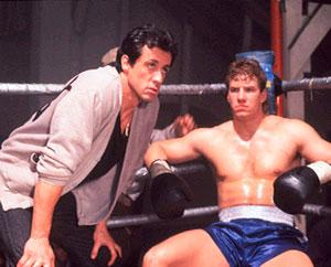 Tommy Morrison med Sylvester Stallone i Rocky 5 där Morrison spelade ungtuppen Tommy Gunn.