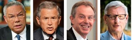 Colin Powell, George W Bush, Tony Blair och Carl Bildt.