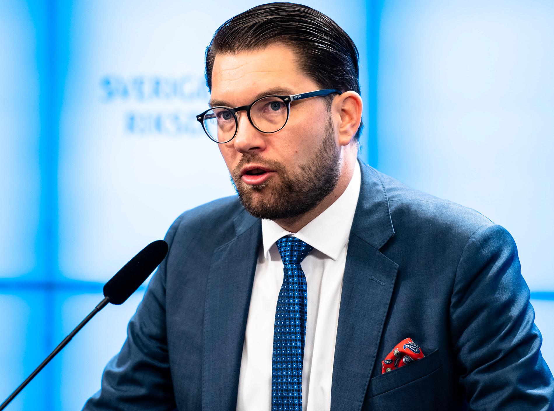 Sverigedemokraternas partiledare Jimmie Åkesson (SD) politiker