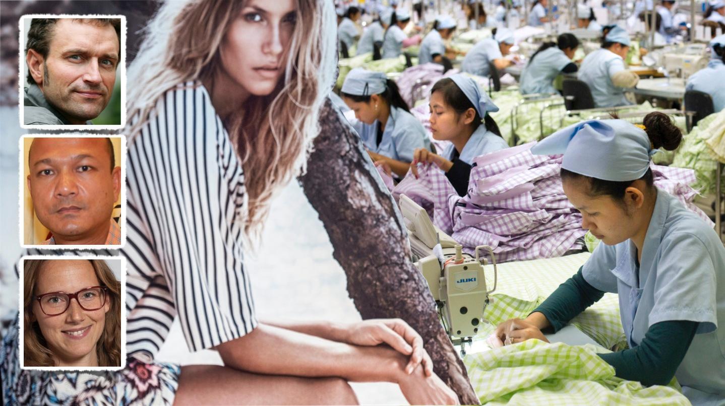 H&M är världens näst största klädföretag med en årsomsättning större än hela Kambodjas BNP. Vad är det som hindrar er att ge era kambodjanska sömmerskorna möjlighet till ett värdigt liv, skriver människorättsaktivisterna Arild Hermstad, Tola Moeun och Ulrika Urey. Bilden är ett montage.