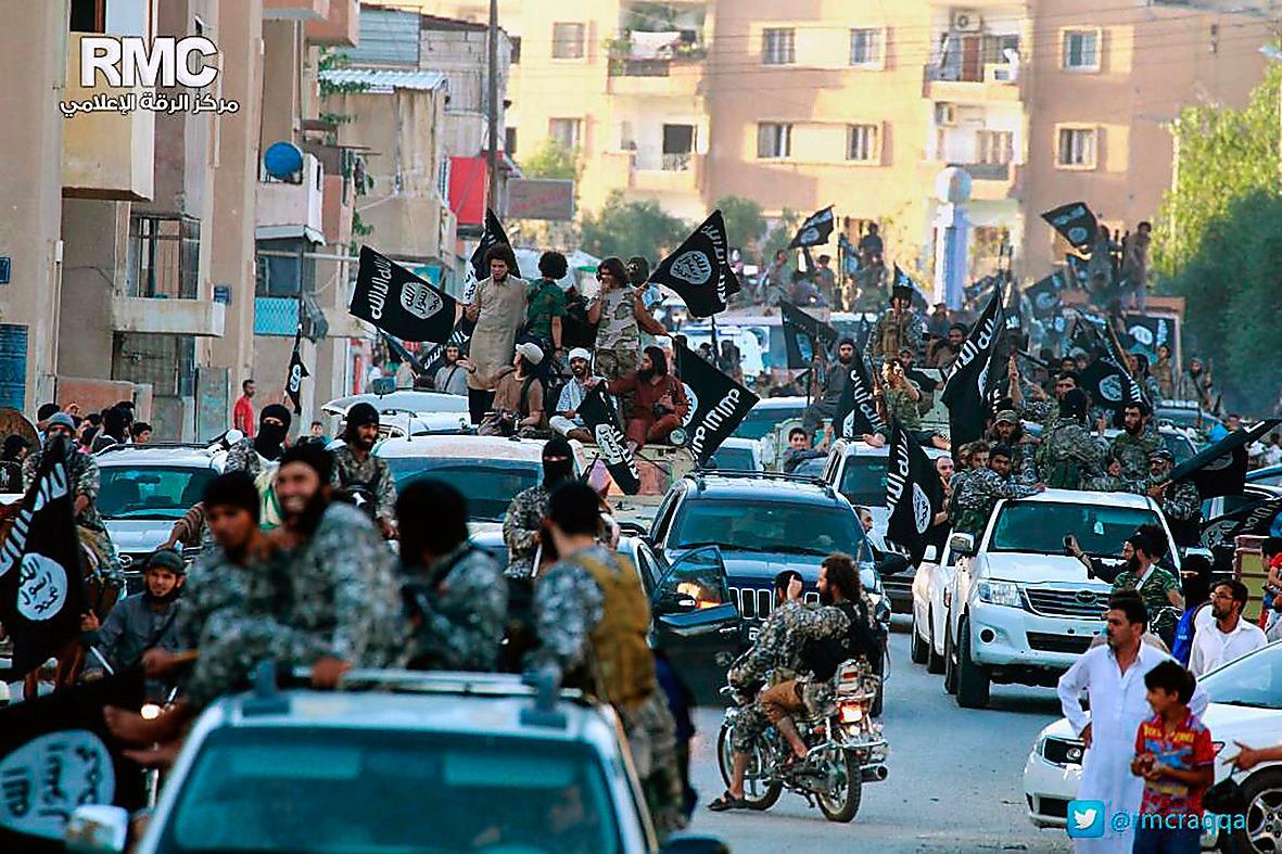 IS-terrorister i Raqqa, norra Syrien.