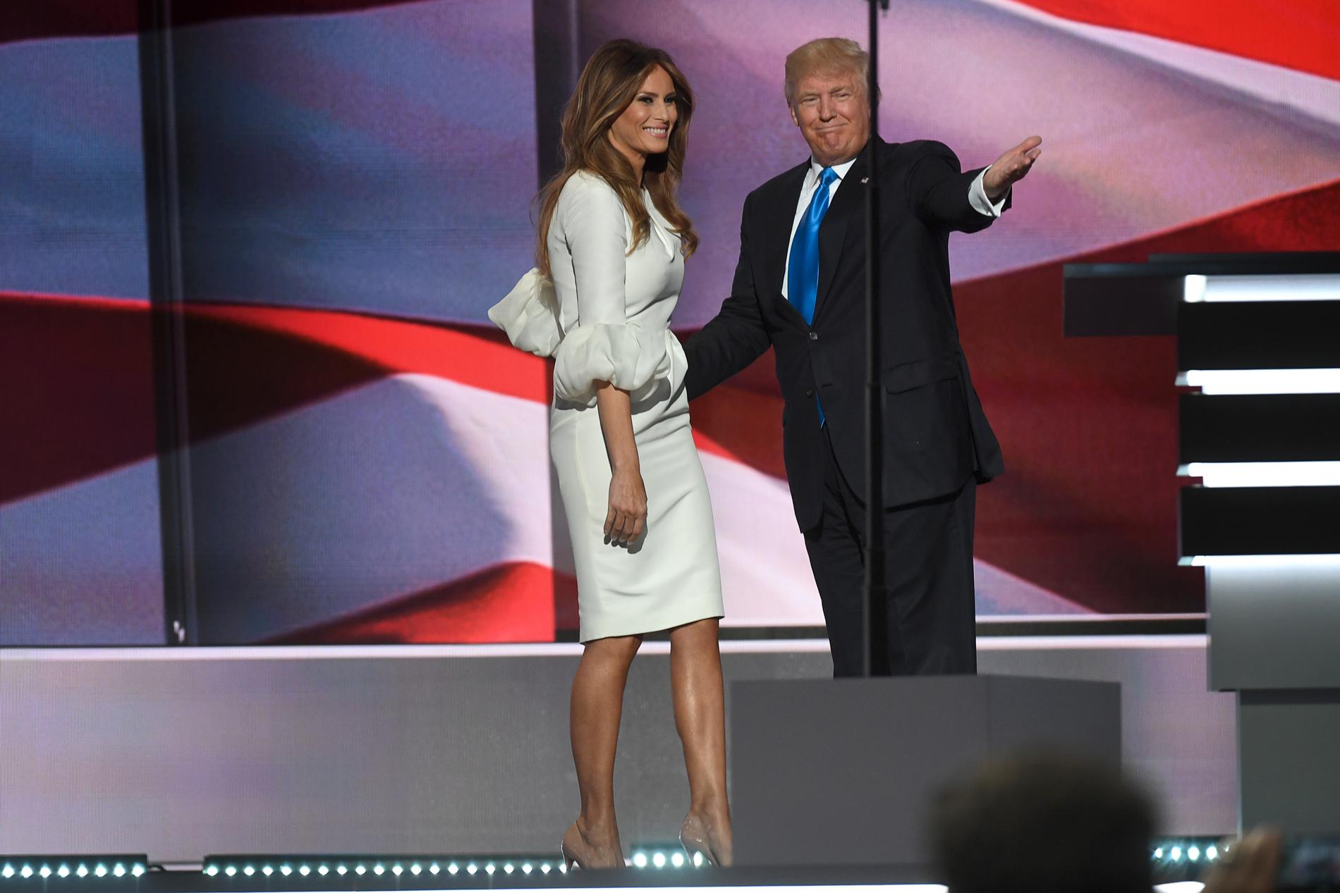 Melania och Donald Trump under Republikanernas kongress i Cleveland i juli 2016