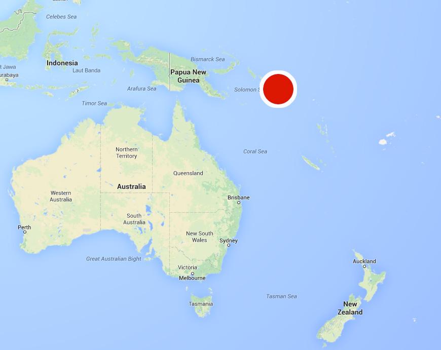 Skalvet registrerades utanför Salomonöarna.