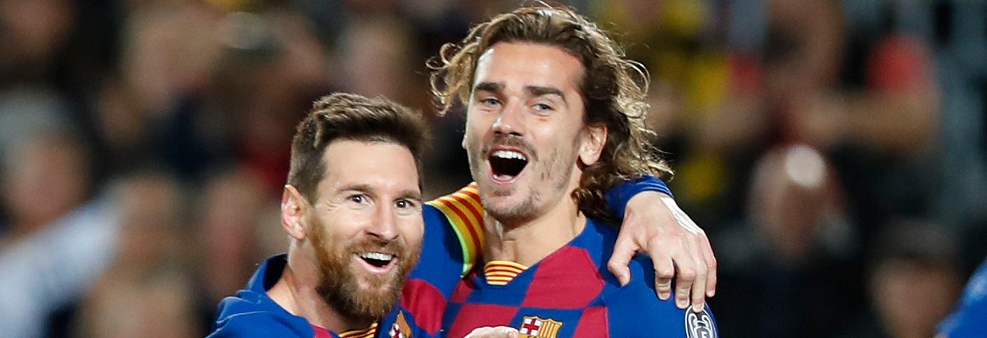 Griezmann och Messi när de var lagkamrater i Barcelona.