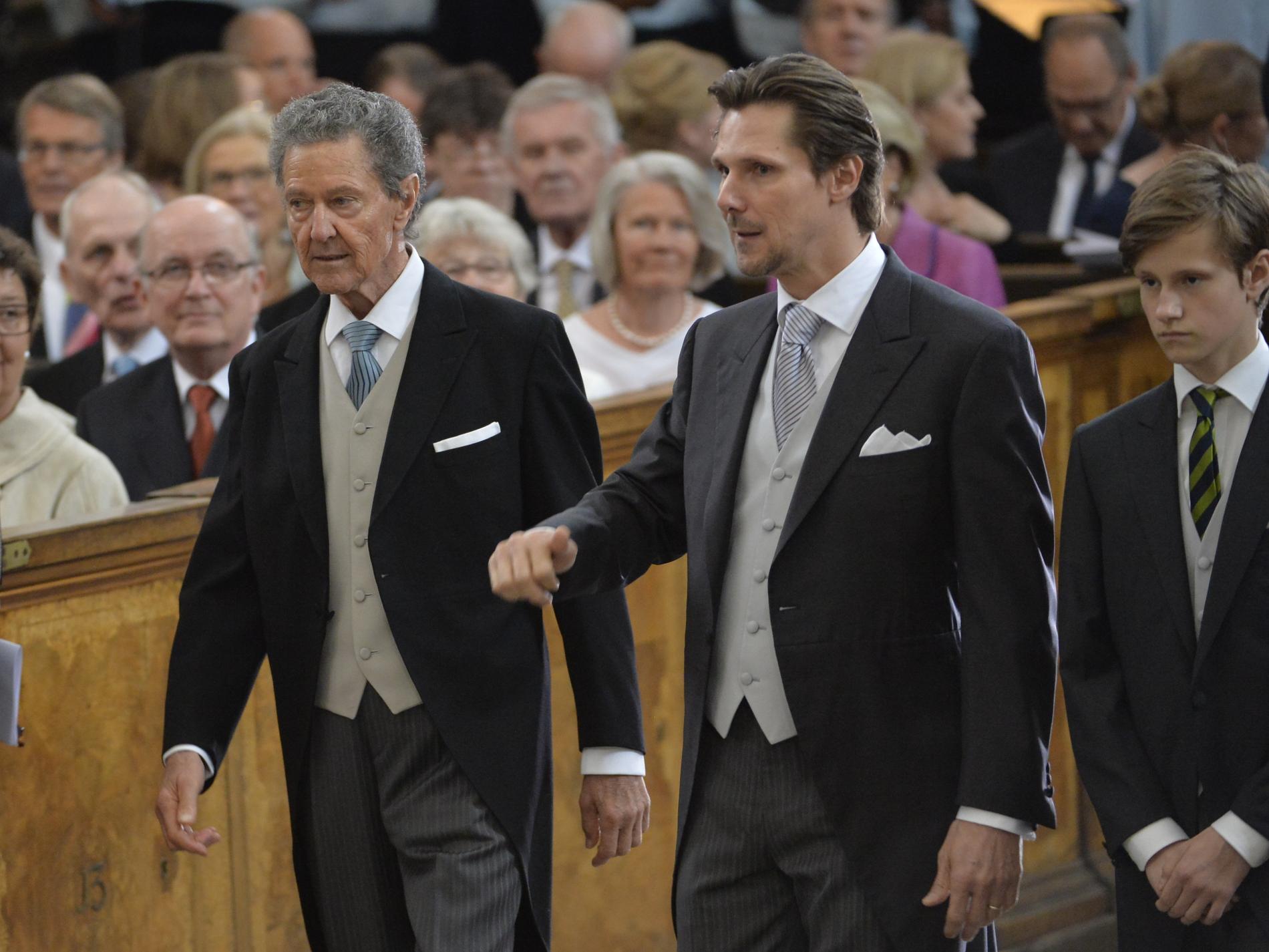 Walther Sommerlath till vänster tillsammans med Patrick Sommerlath och Leopold Lundén Sommerlath vid prins Oscars dop 2016. Arkivbild.