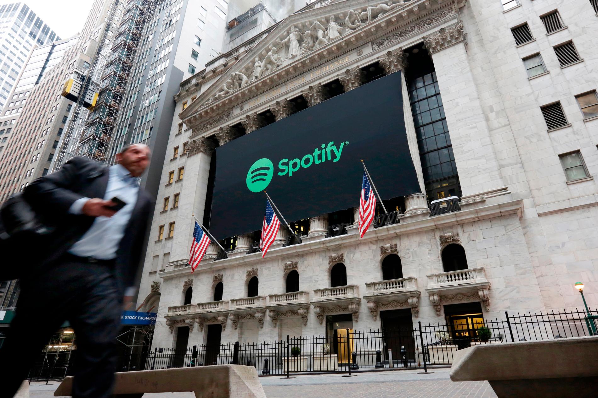 Spotify direktnoterades på New York-börsen med en öppningskurs på 165,9 dollar. Arkivbild.
