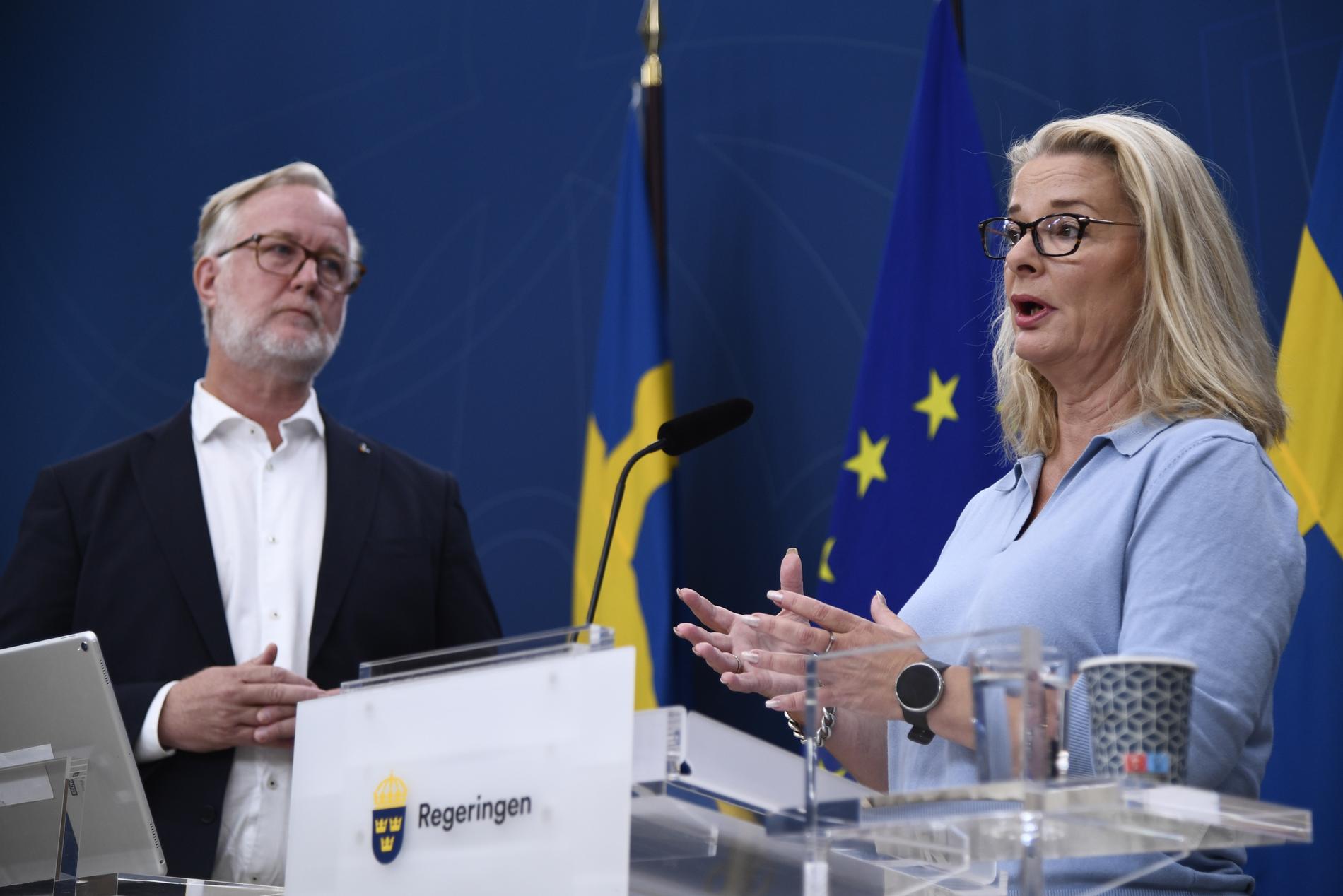 Arbetsmarknadsminister Johan Pehrson och skolminister Lotta Edholm.