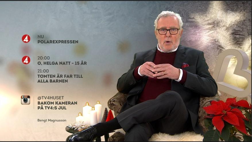 Bengt Magnusson är årets julvärd i TV4. Men han kuppade ändå in en vänlig hälsning till värsta konkurrenten SVT – tack vare Gina Dirawi.