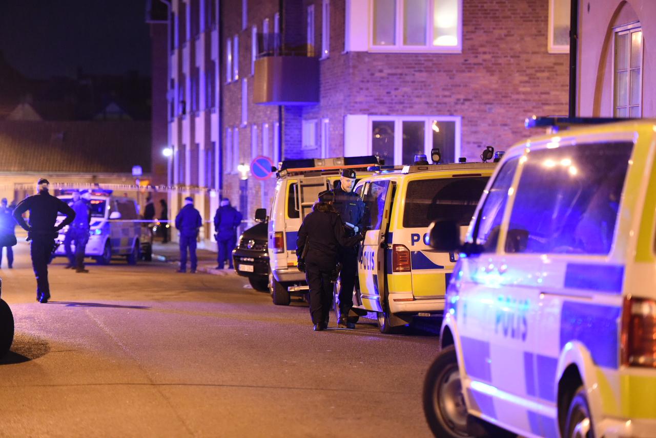 Polisen på plats i Landskrona. 