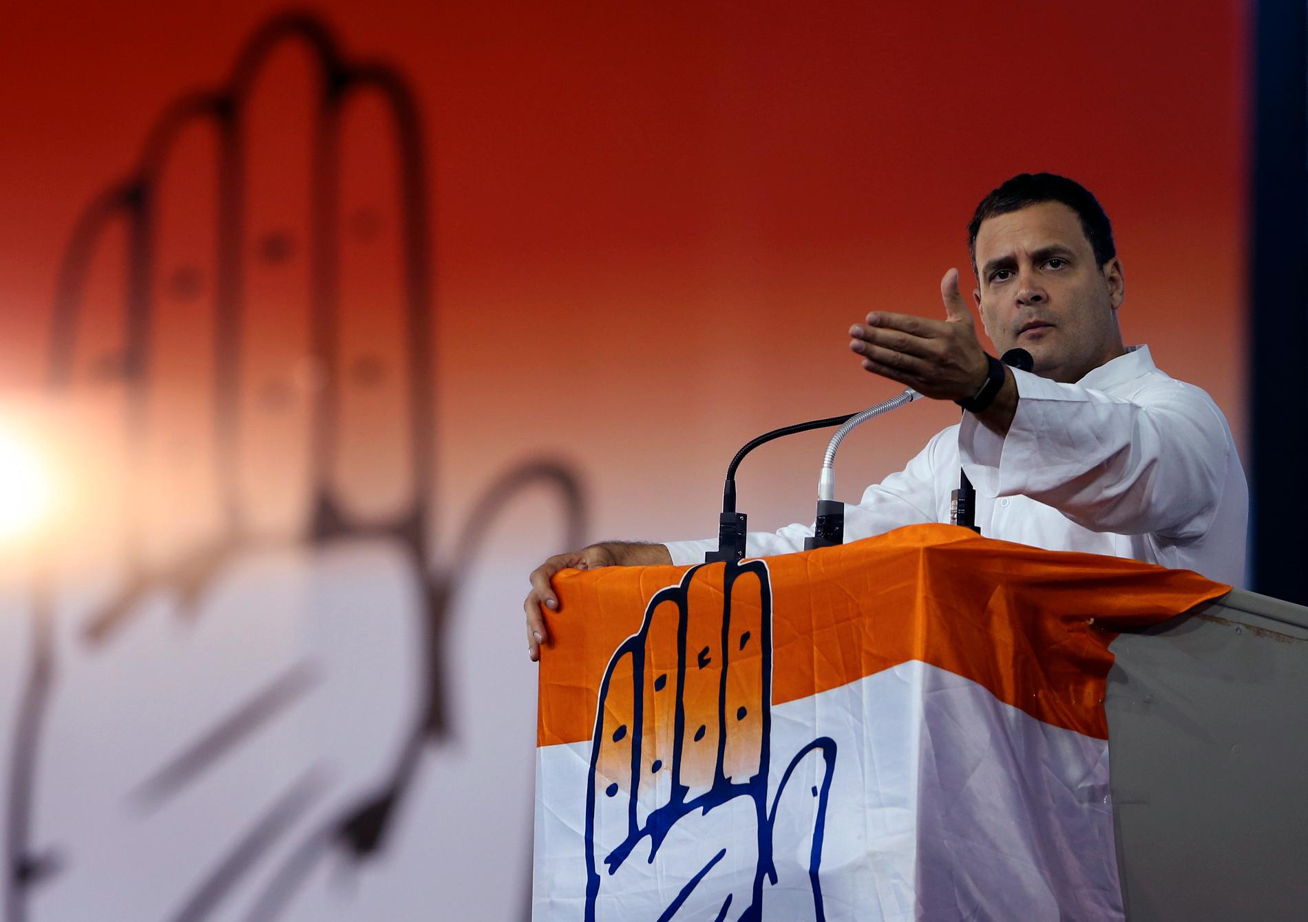 Rahul Gandhi, ledare för indiska Kongresspartiet. Arkivbild från april 2018.