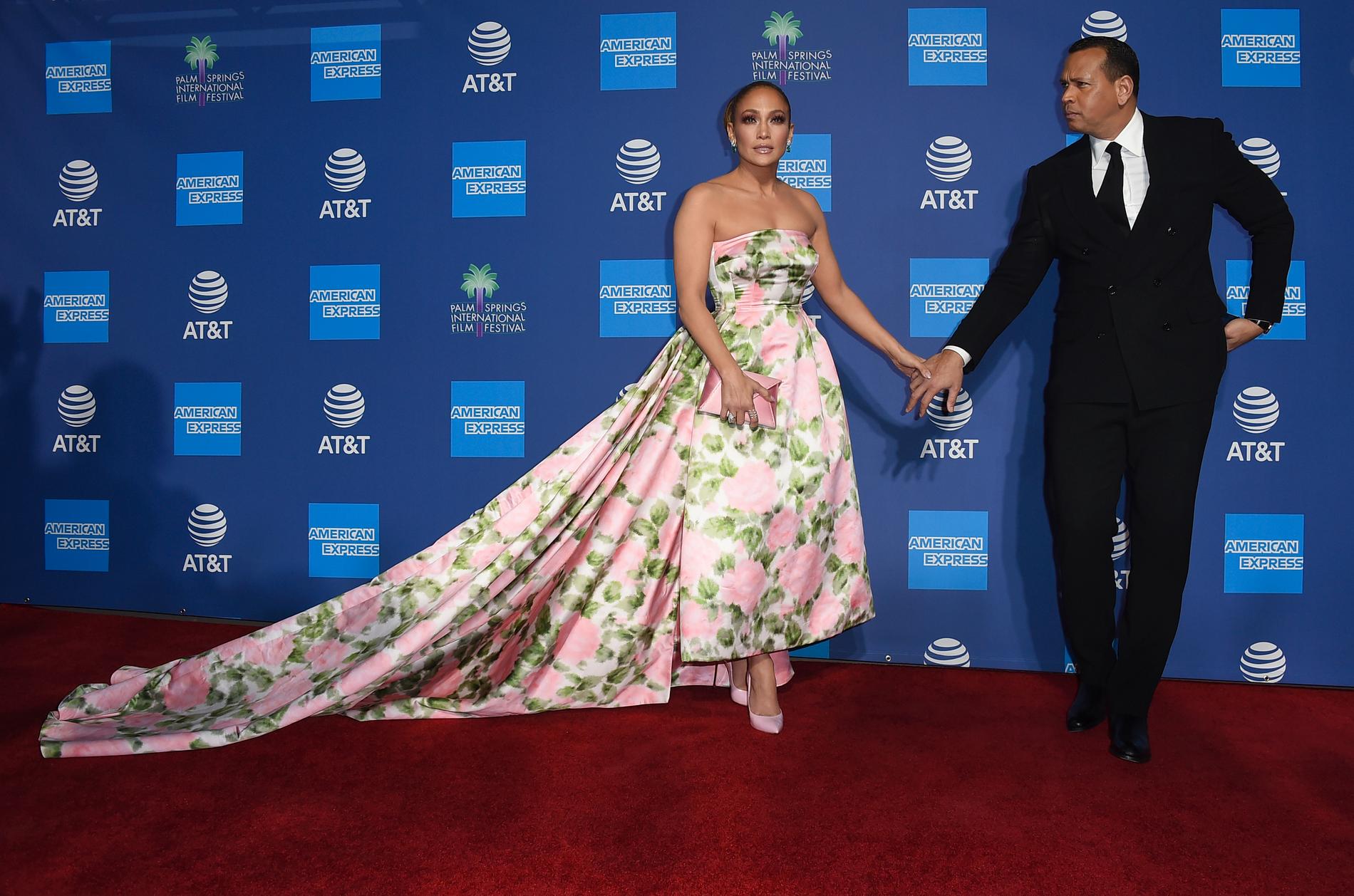 Jennifer Lopez och Alex Rodriguez vid en filmfestival i januari 2020.
