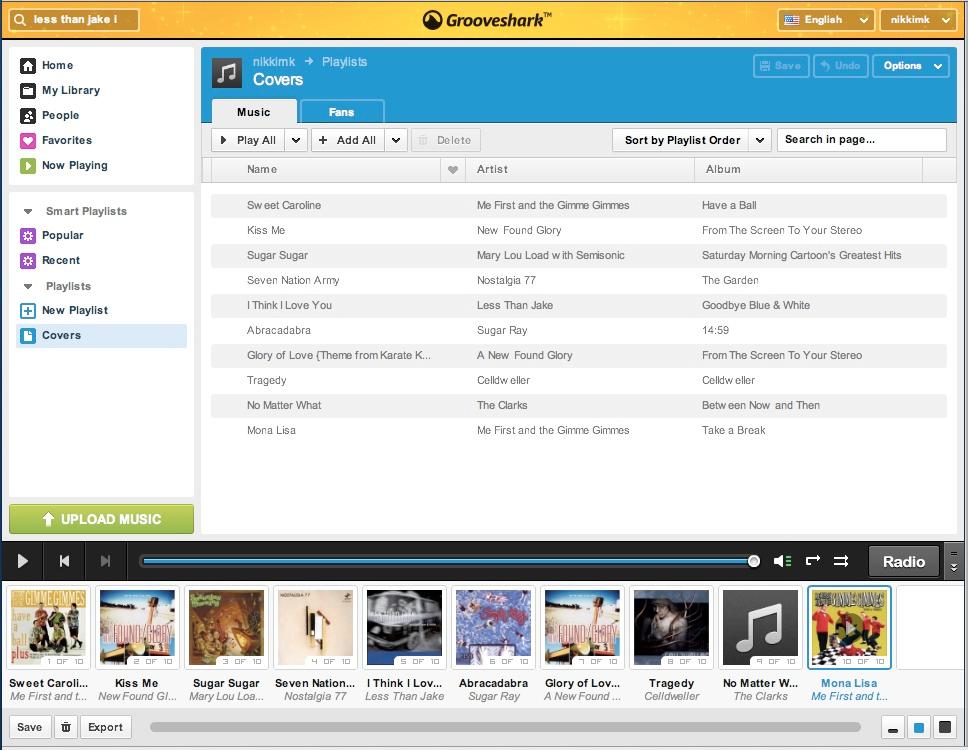 Skärmdump från Grooveshark som lade ner verksamheten 30 april i år.