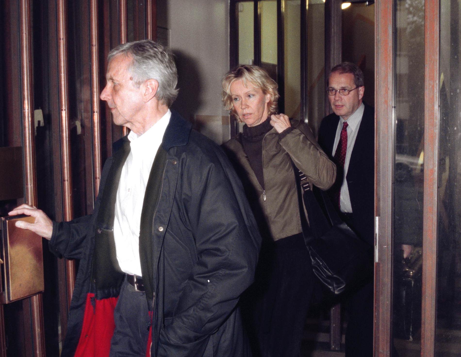 Agnetha Fältskog i samband med rättegången mot Gert van der Graaf i Solna tingsrätt år 2000. Arkivbild.