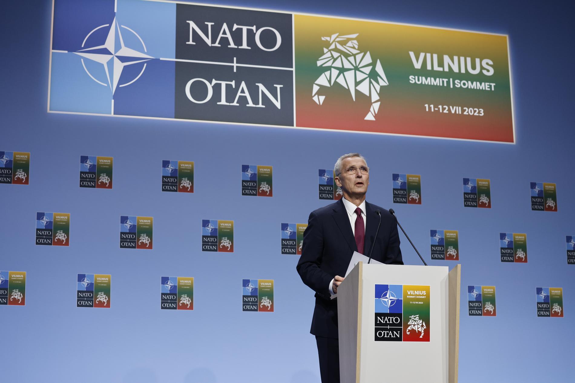 Stoltenberg på Nato-toppmötet i Vilnius.