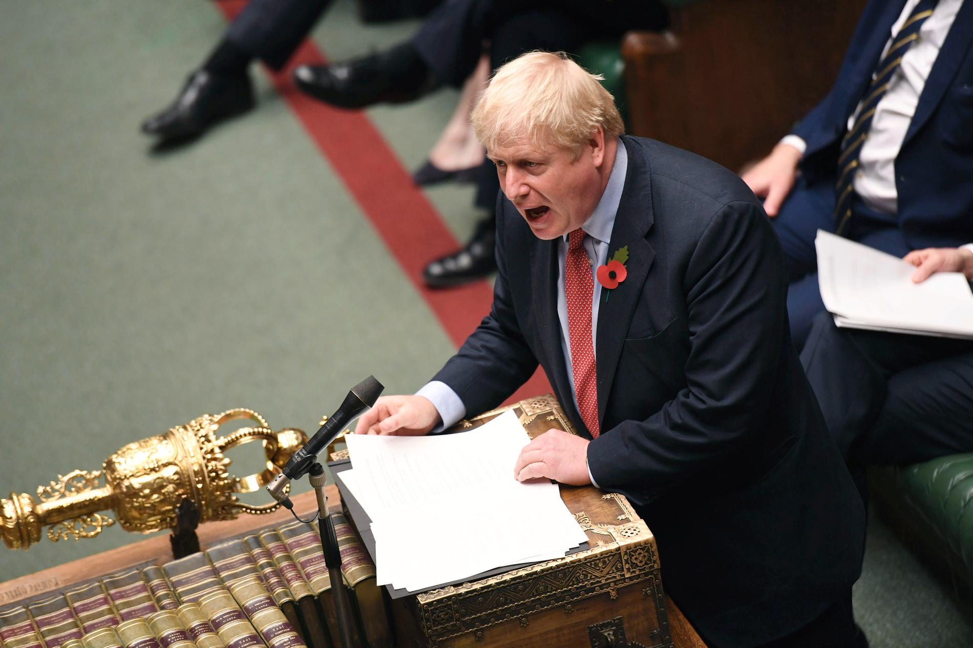 Boris Johnson i Parlamentet. 