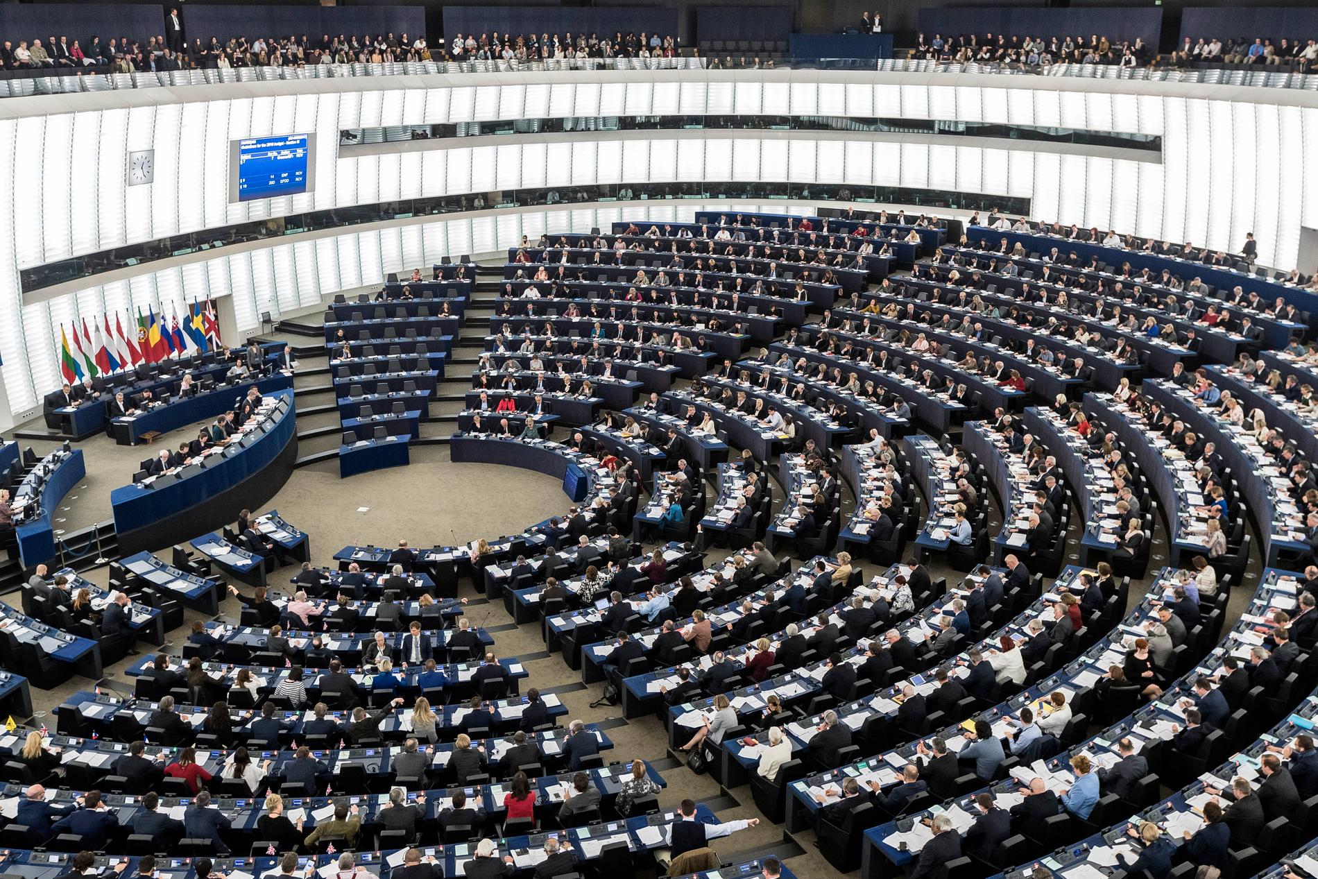 Europarlamentet under ett sammanträde 2017 vid dess officiella säte i Strasbourg. Arkivbild.