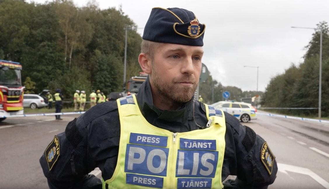 August Brandt, polisens presstalesman på plats.