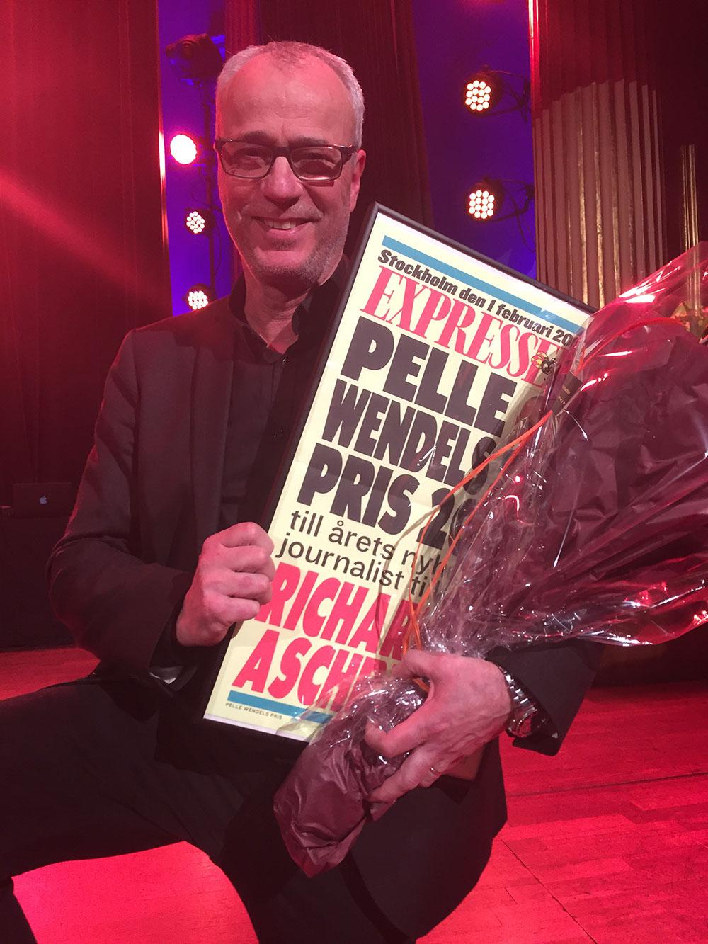 Richard Aschberg får Per Wendel-priset av Expressen som årets nyhetsjournalist