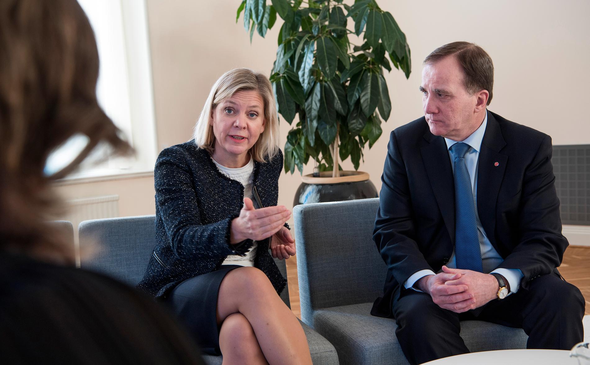 Finansminister Magdalena Andersson och statsminister Stefan Löfven. 