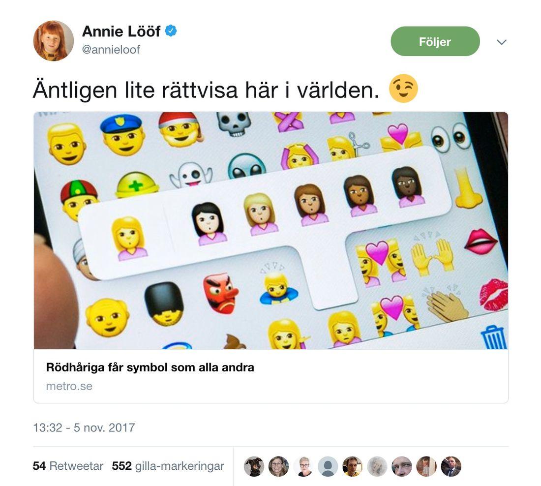  Annie Lööfs Twitter-flöde.