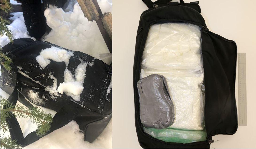 Väska innehållande narkotika, som beslagtogs under förundersökningen.