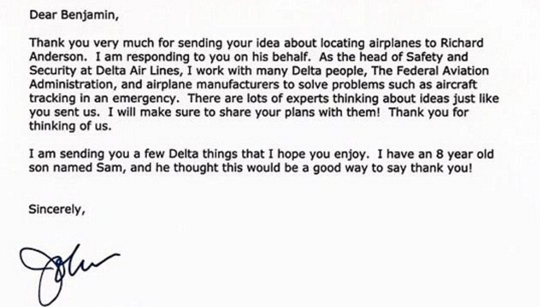 Svaret från Deltas vice ordförande John E Laughter.