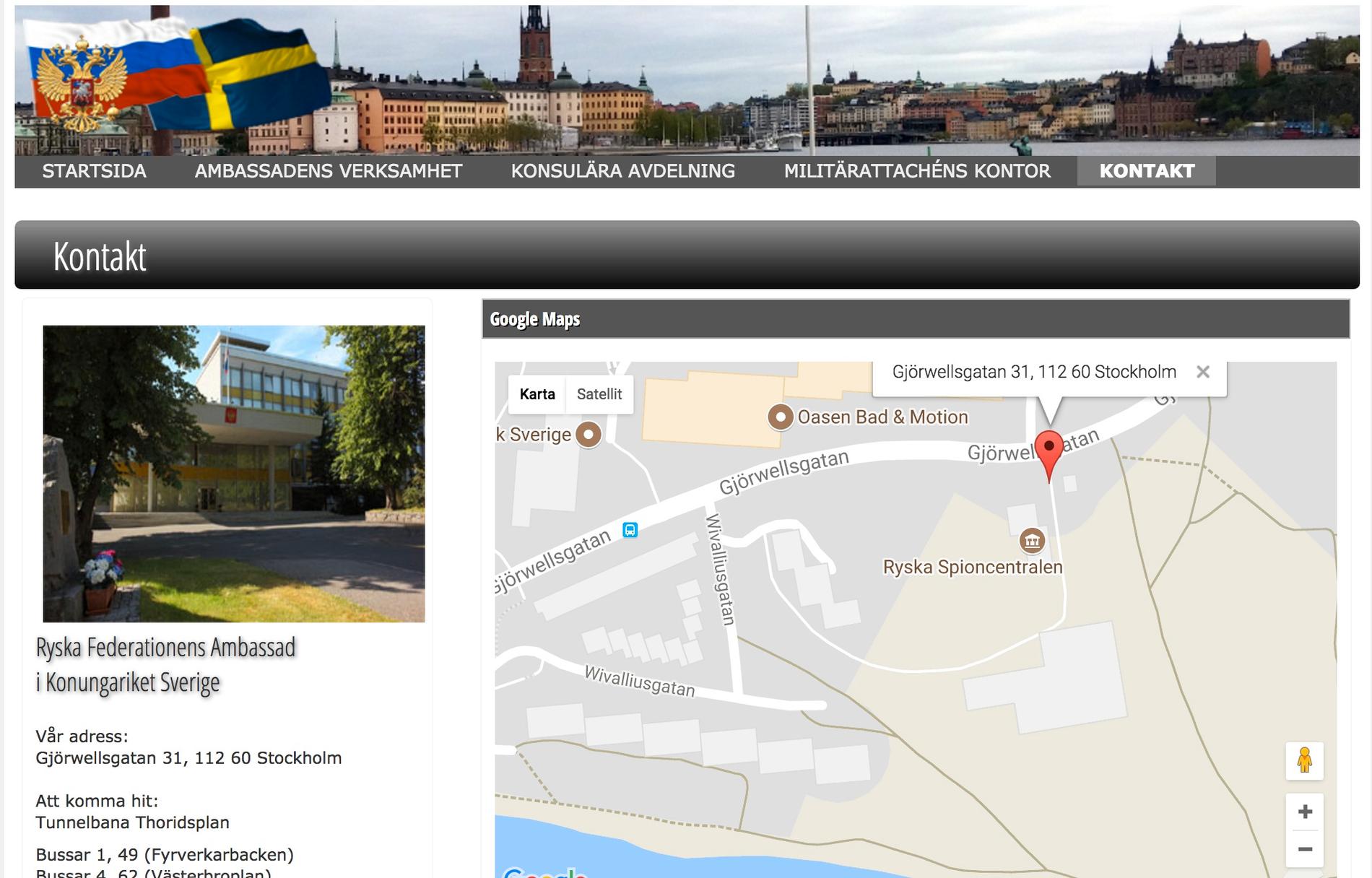 Även på ryska ambassadens hemsida var namnet ändrat. 
